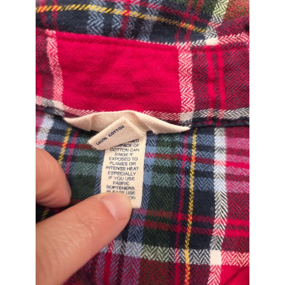 Lands End Kids Shirt Boys Large 14/16 Red Plaid Flannel Button Up - Picture 6 of 8